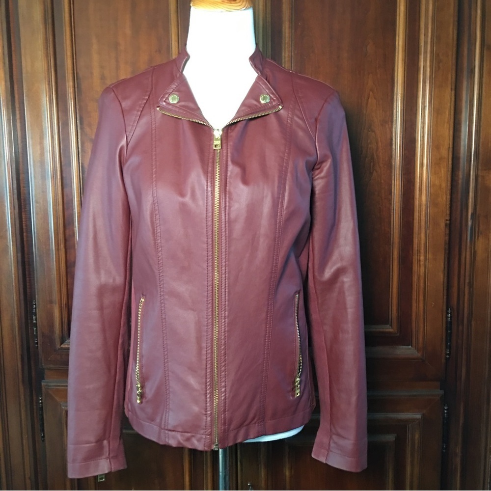 Marc New York Faux leather Burgundy bomber jacket zippered Size Medium